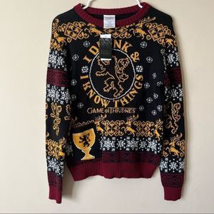 Game Of Thrones I Drink & I Know Things Black Christmas Sweater Mens Sz Small